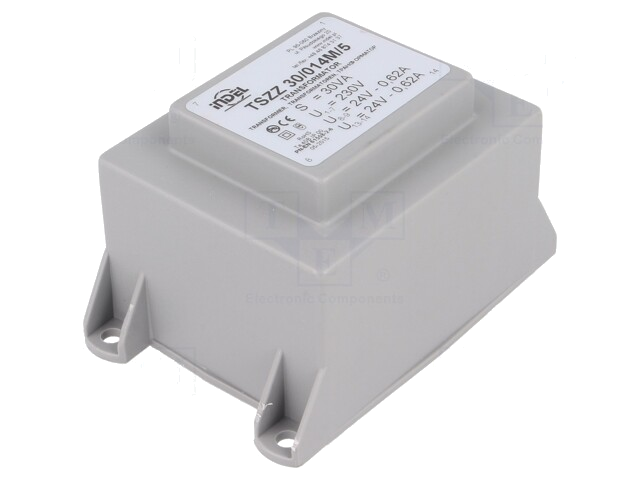 Transformator: ingegoten; 30VA; 230VAC; 24V; 24V; 620mA; 620mA; PCB Transformator: ingegoten; 30VA; 230VAC; 24V; 24V; 620mA; 620mA; PCB